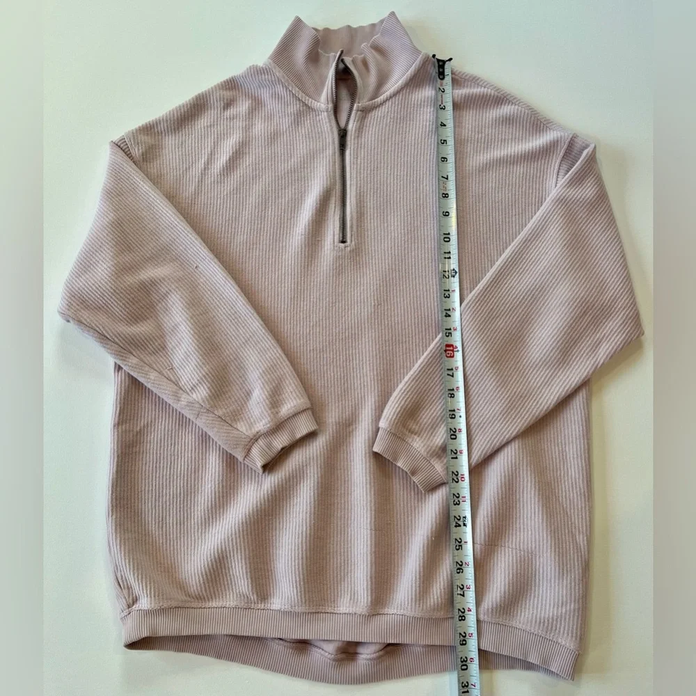 aerie Beyond Oversized Light Pink Quarter Zip Size Small 100% Cotton - Picture 4 of 16